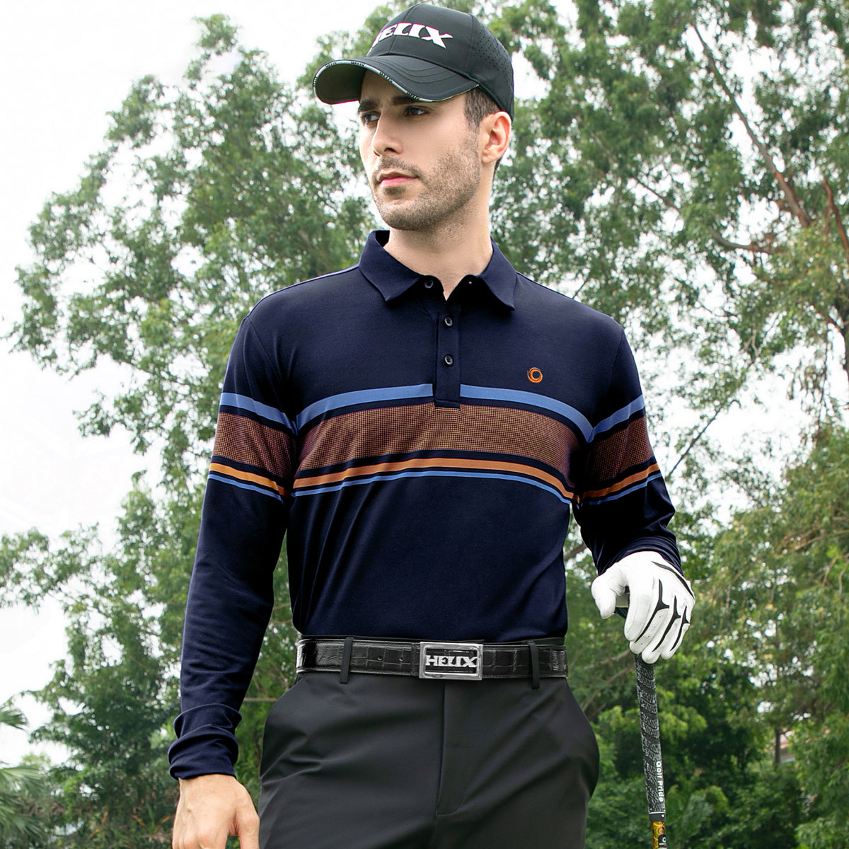 Long Sleeve Polo Shirt For Men H60214