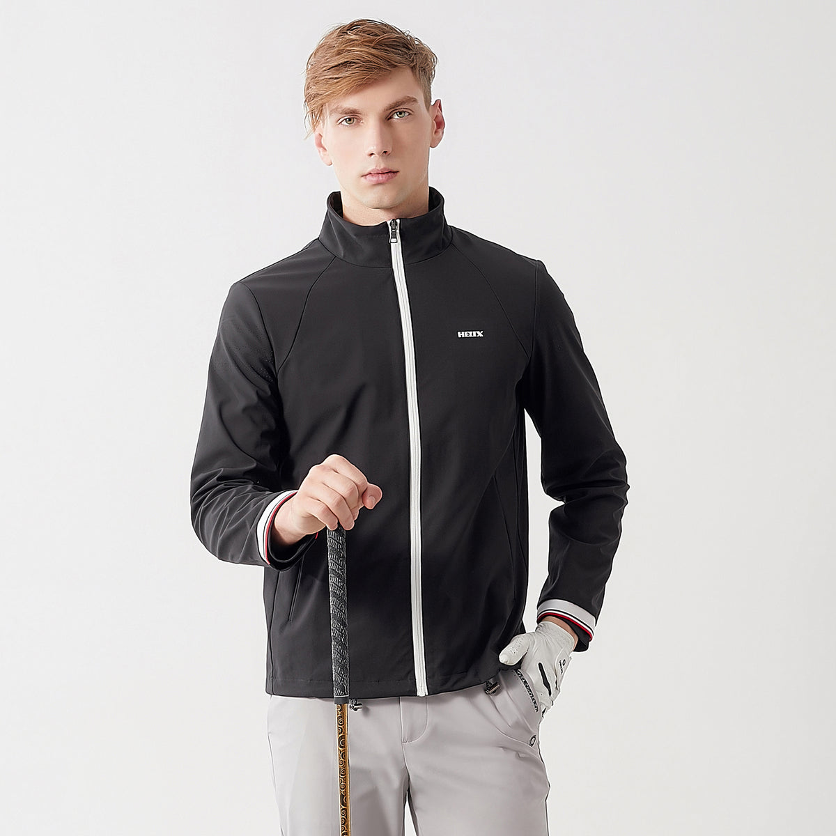 Stand Collar Woven Jacket For Men H60501