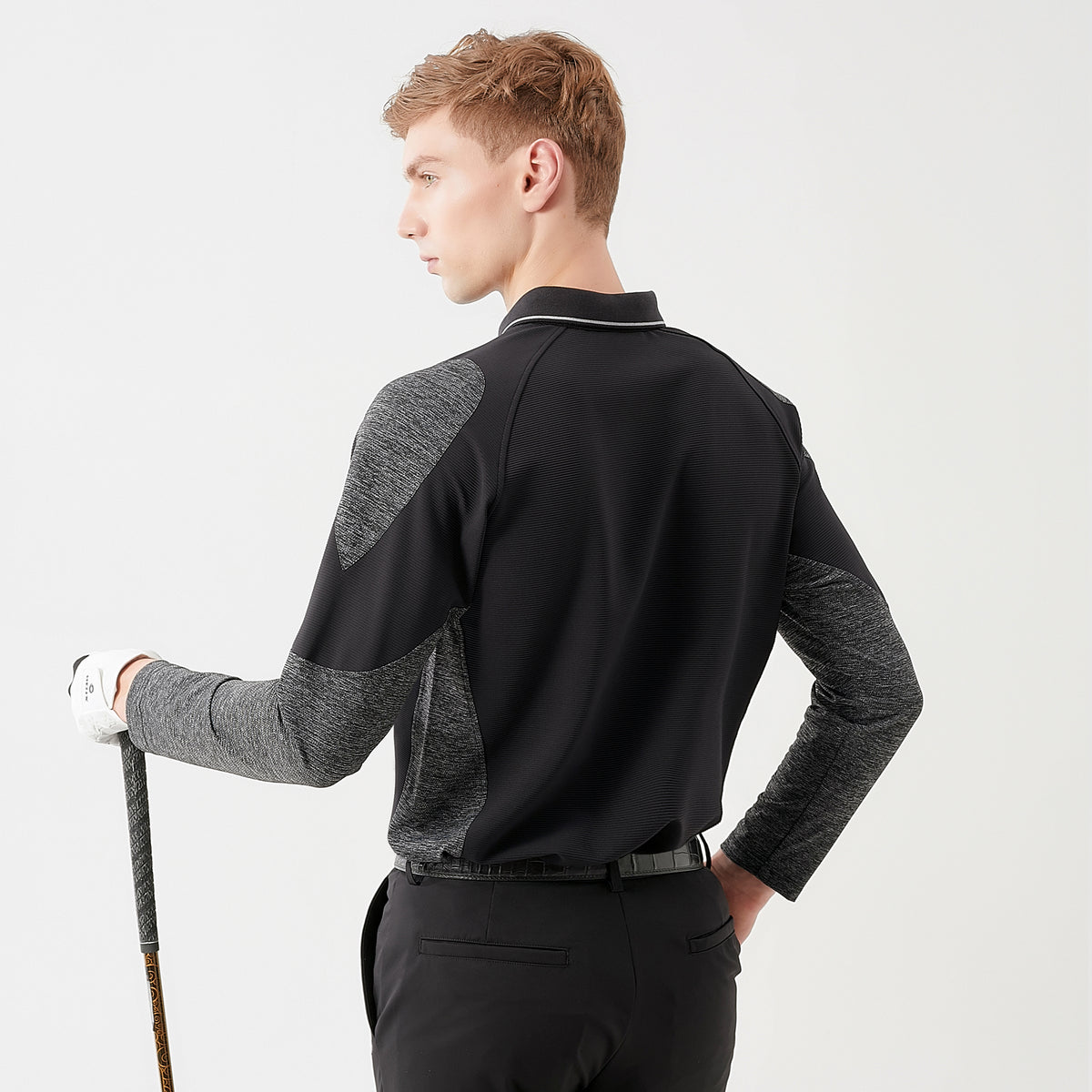 Men's patchwork knitted long-sleeved shirt H60239