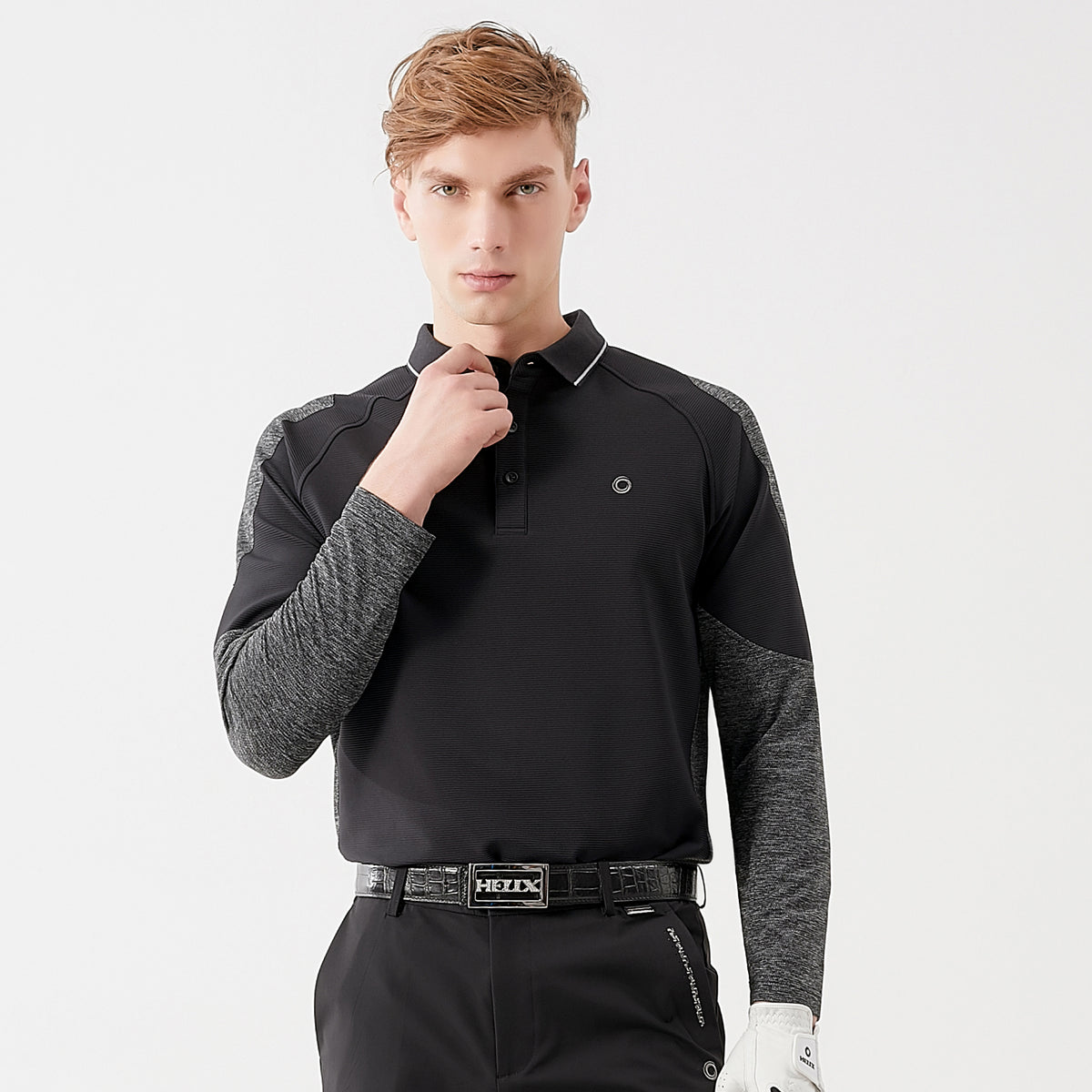 Men's patchwork knitted long-sleeved shirt H60239