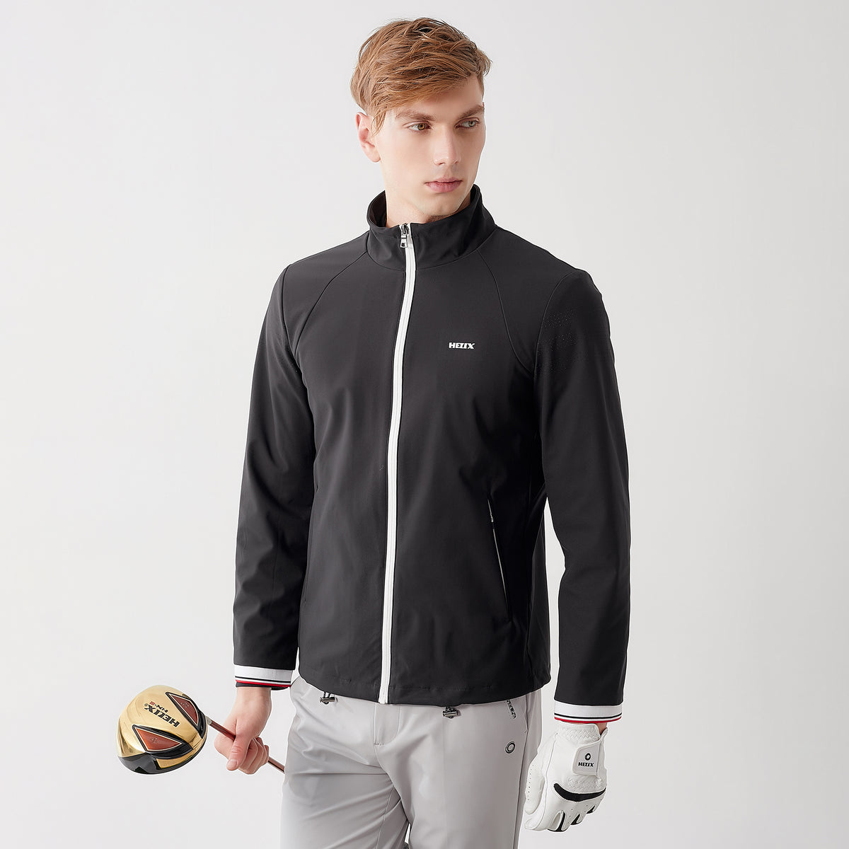Stand Collar Woven Jacket For Men H60501